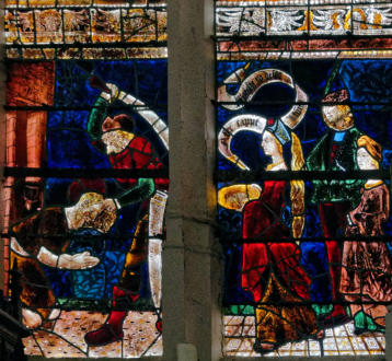 Décollation de saint Jean-Baptiste avec Salomé qui tient un plat pour recueillir sa tête