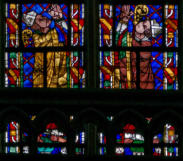 Geoffroy de Loudun, évêque du Mans en prières (représenté 2 fois)