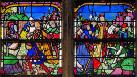 Saint Gilles blessé par des chasseurs alor qu'il protégeait une biche - Le saint visité par Charles Martel